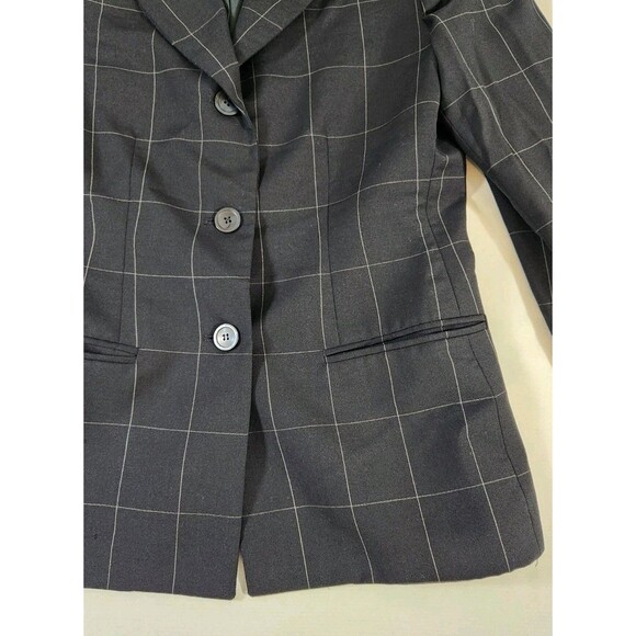 Brooks Brothers Women's Black Blazer White Windowpane Plaid 100% Wool 8P - Picture 2 of 9